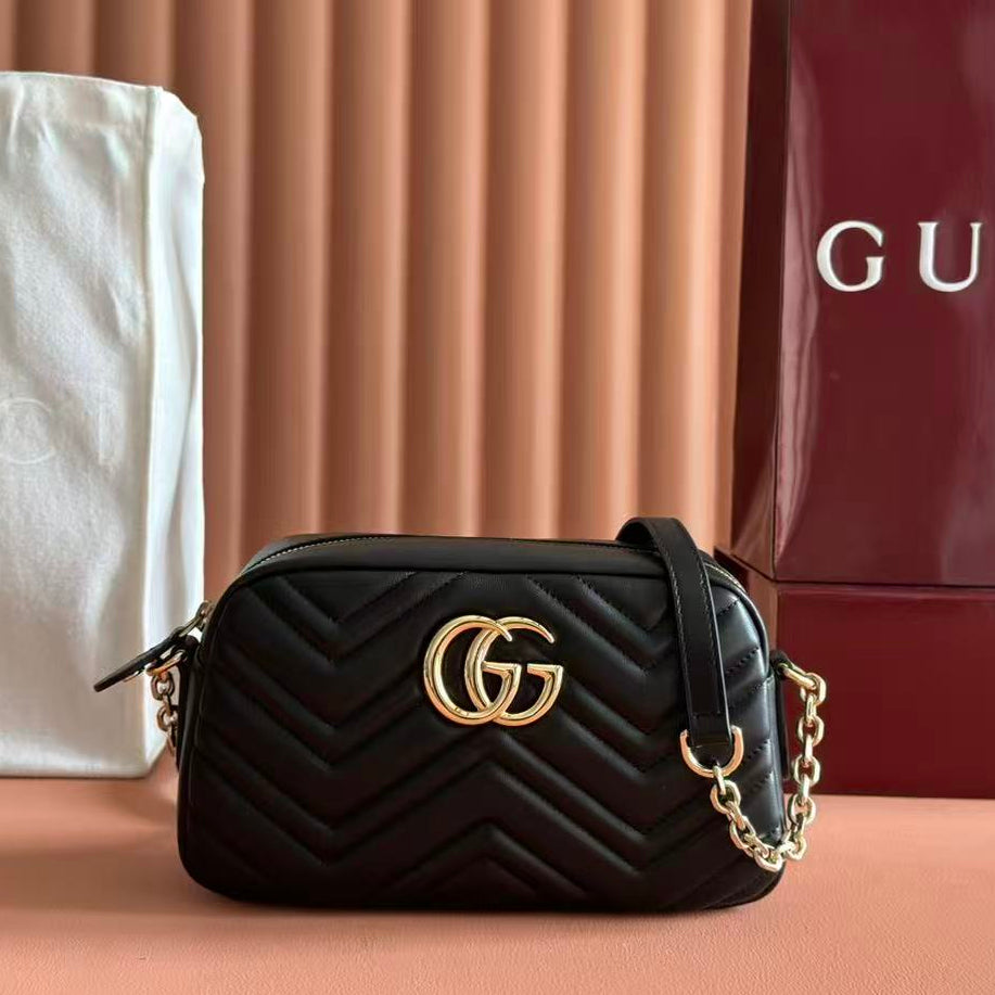 GUCCI 26S SHOULDER BAG 24 IN BLACK CALFSKIN