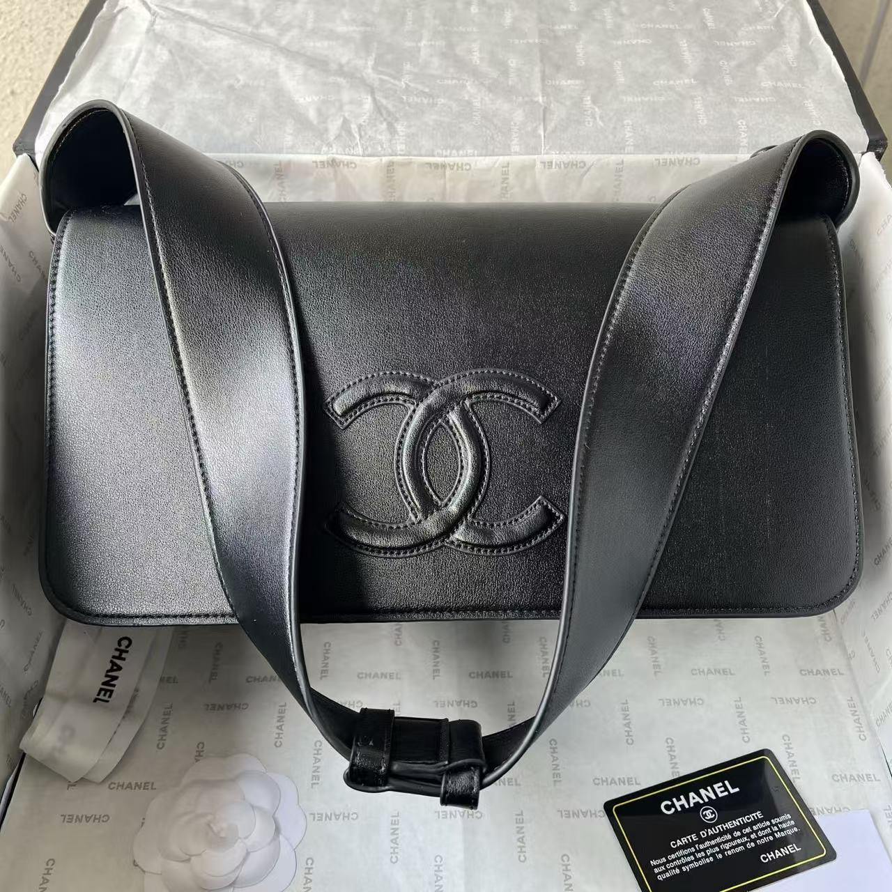 CHANEL 26S MESSENGER BAG MATTHIEU BLAZY IN BLACK LAMBSKIN