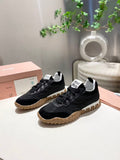 MIUMIU 26S SNEAKERS IN IVORY BLACK FABRIC AND SUEDE