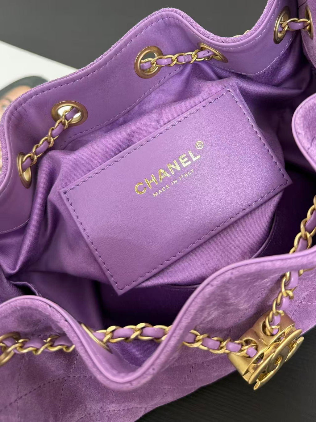 CHANEL 26S HOBO BAG 22 IN PURPLE SUEDE