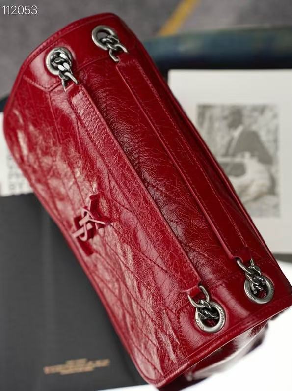 YSL MEDIUM NIKI BAG IN RED GLOSSY CALFSKIN AND HARDWARE