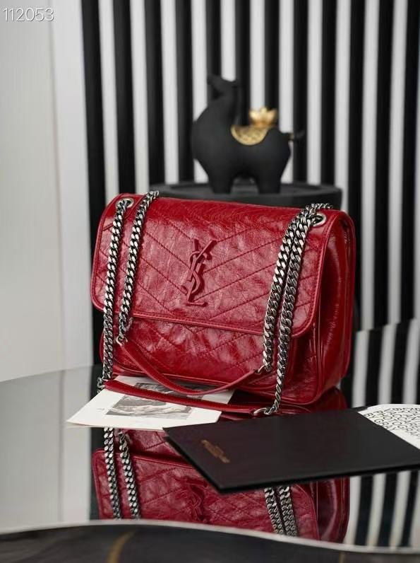 YSL MEDIUM NIKI BAG IN RED GLOSSY CALFSKIN AND HARDWARE