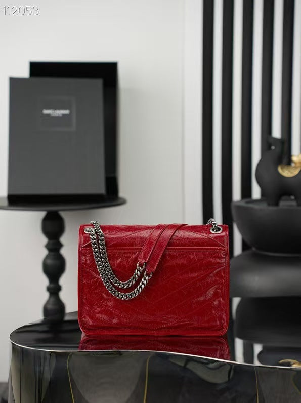 YSL MEDIUM NIKI BAG IN RED GLOSSY CALFSKIN AND HARDWARE