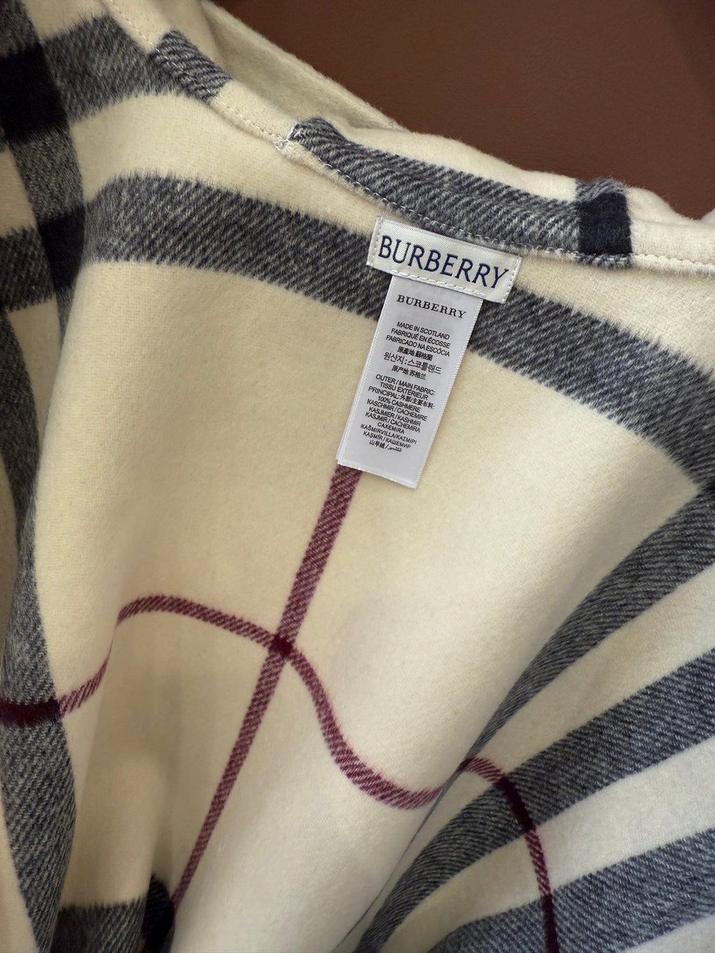 BURBERRY 26S DOUBLE-FACED REVERSIBLE CHECK HOODED CAPE IN BEIGE