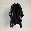BURBERRY 26S DOUBLE-FACED REVERSIBLE CHECK HOODED CAPE IN BLACK