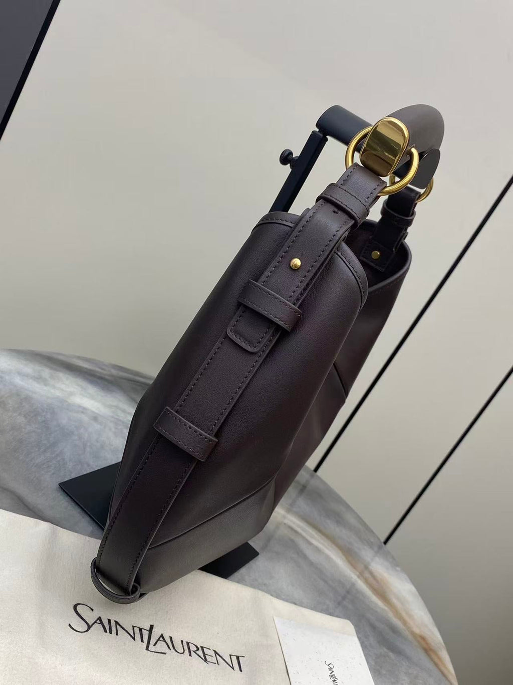 YSL 26S MOMBASA HOBO BAG MEDIUM IN BROWN CHOCOLATE CALFSKIN