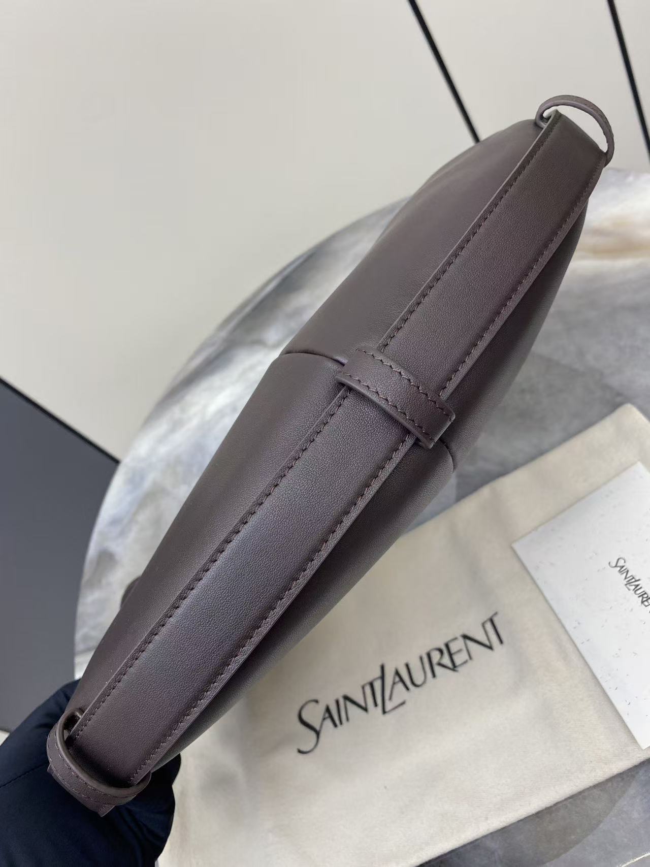 YSL 26S MOMBASA HOBO BAG MEDIUM IN BROWN CHOCOLATE CALFSKIN