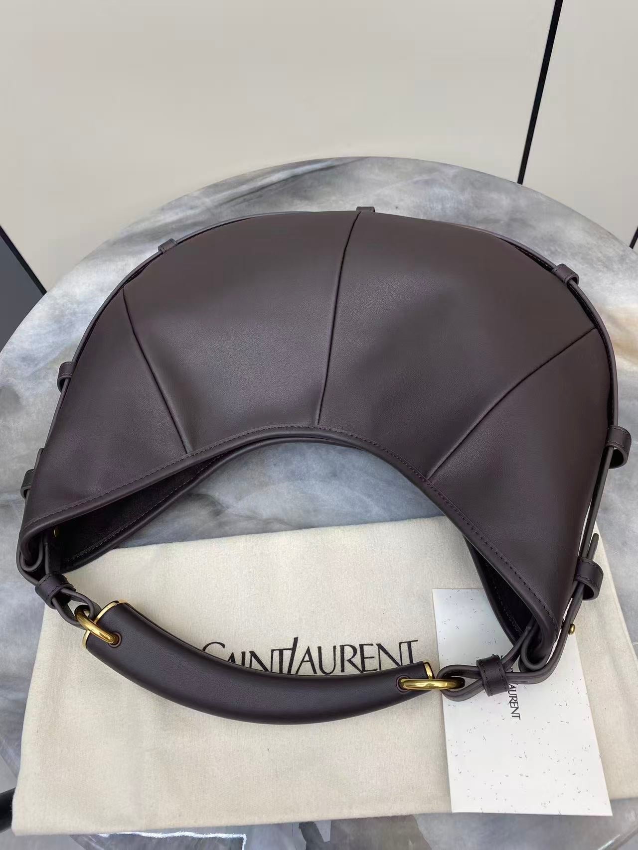 YSL 26S MOMBASA HOBO BAG MEDIUM IN BROWN CHOCOLATE CALFSKIN