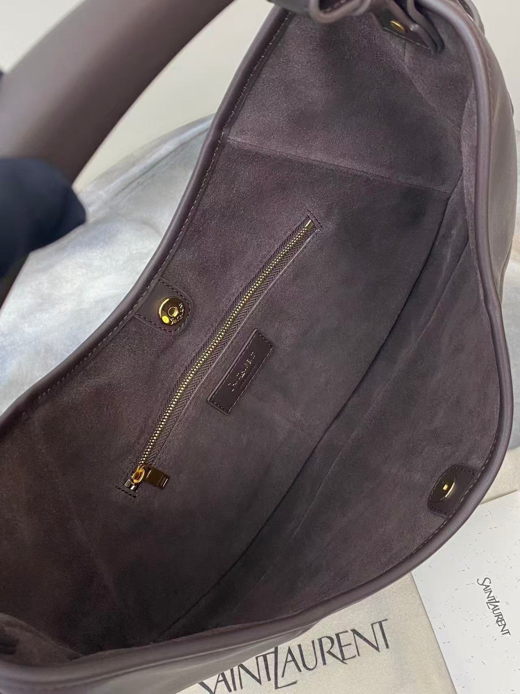 YSL 26S MOMBASA HOBO BAG MEDIUM IN BROWN CHOCOLATE CALFSKIN