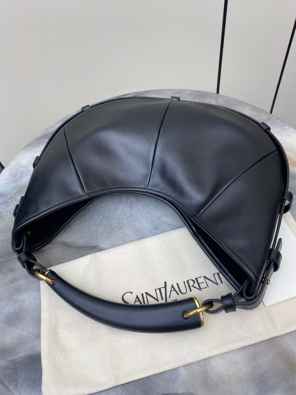 YSL 26S MOMBASA HOBO BAG MEDIUM IN BLACK CALFSKIN