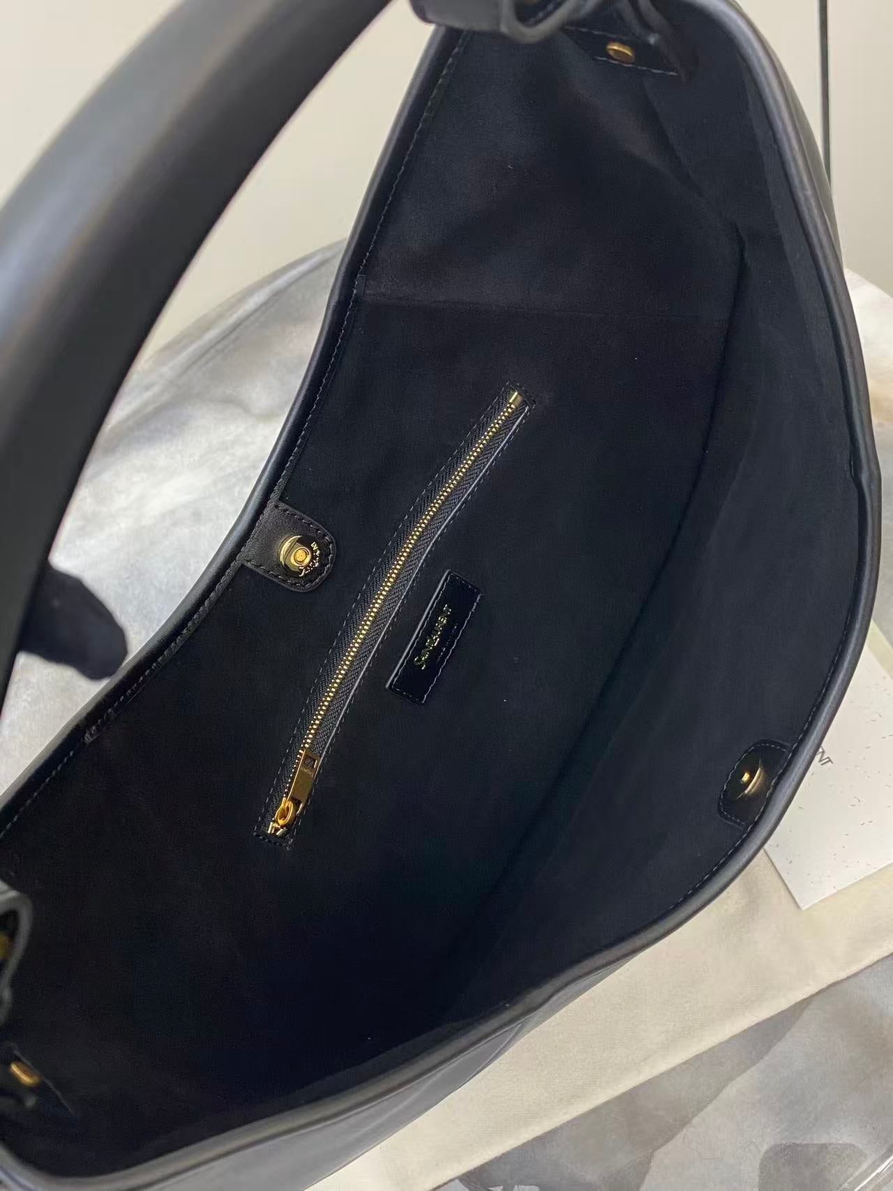 YSL 26S MOMBASA HOBO BAG MEDIUM IN BLACK CALFSKIN