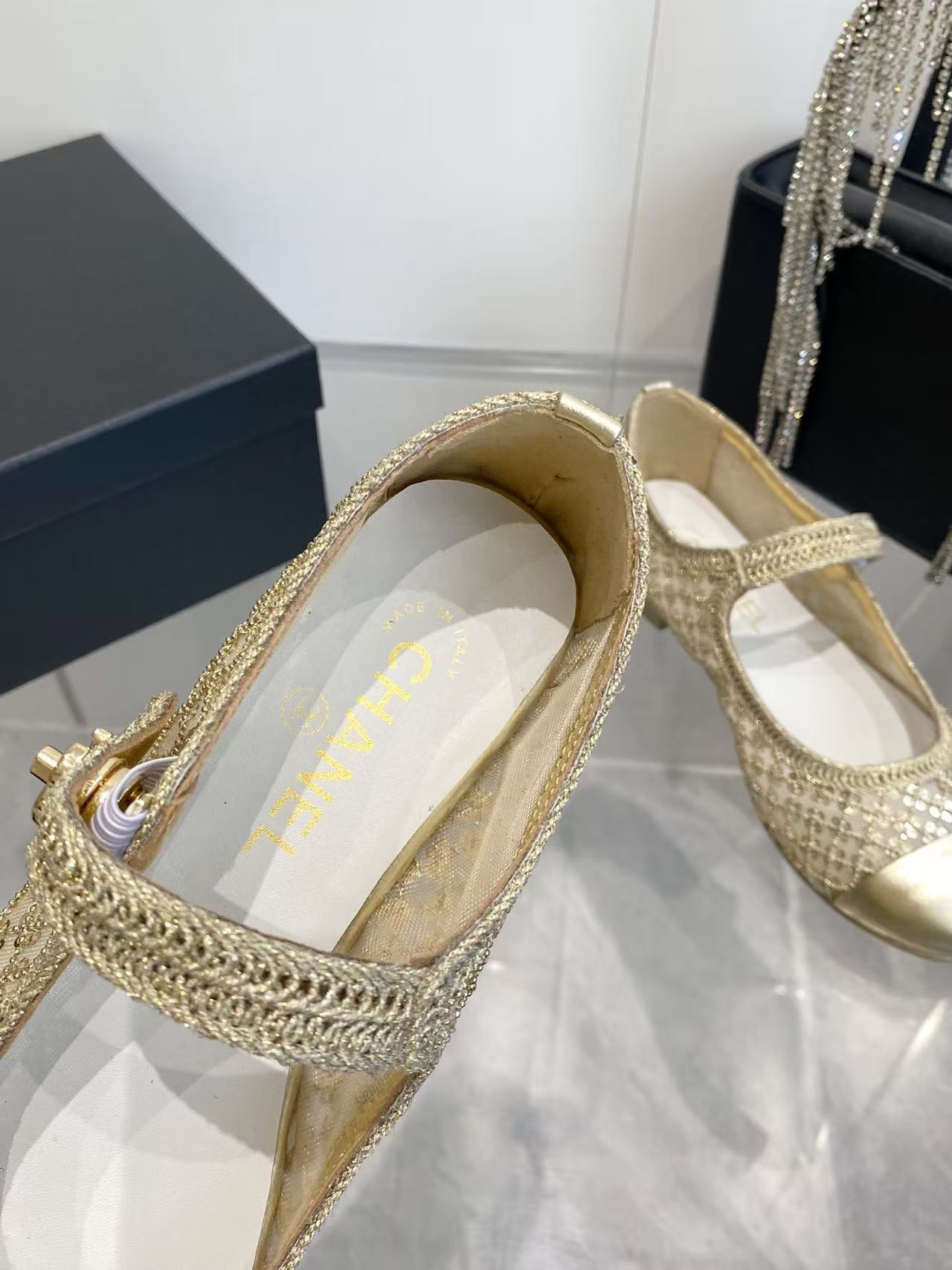 CHANEL 26S MARY JANE IN GOLD SEQUIN