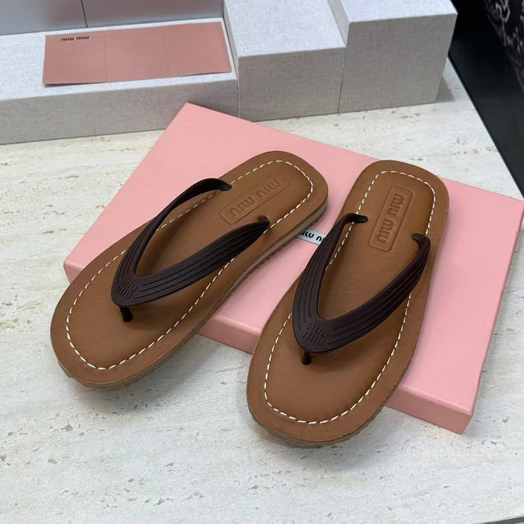 MIUMIU 26S THONG SANDAL IN DARK BROWN