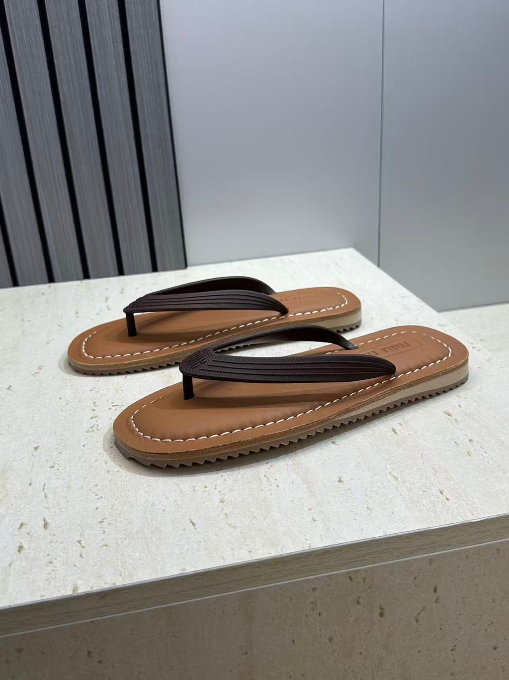 MIUMIU 26S THONG SANDAL IN DARK BROWN