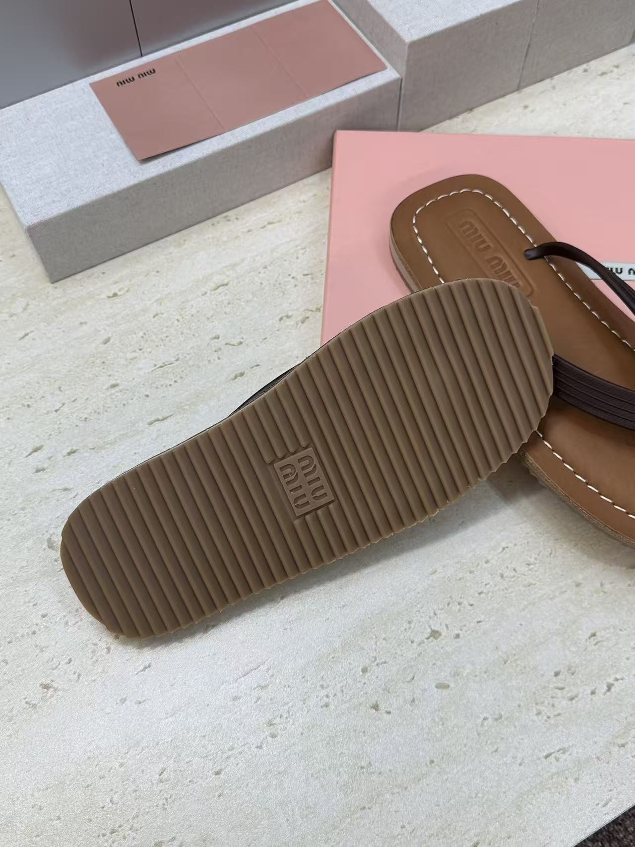 MIUMIU 26S THONG SANDAL IN DARK BROWN