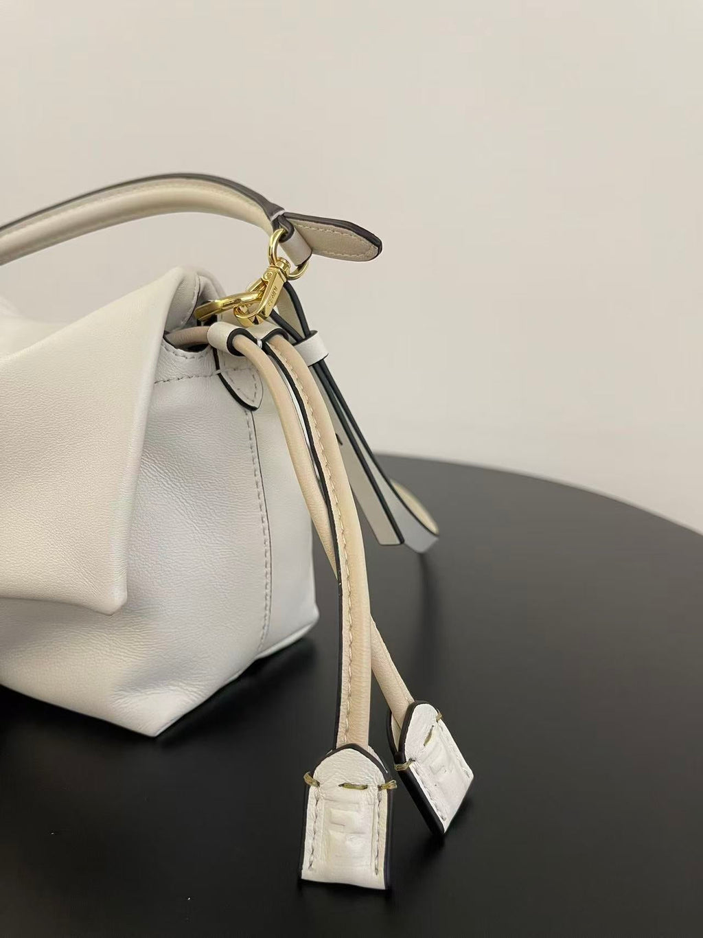 FENDI 26S SMALL MAMMA BAGUETTE BAG 16 IN CREAM WHITE LAMBSKIN