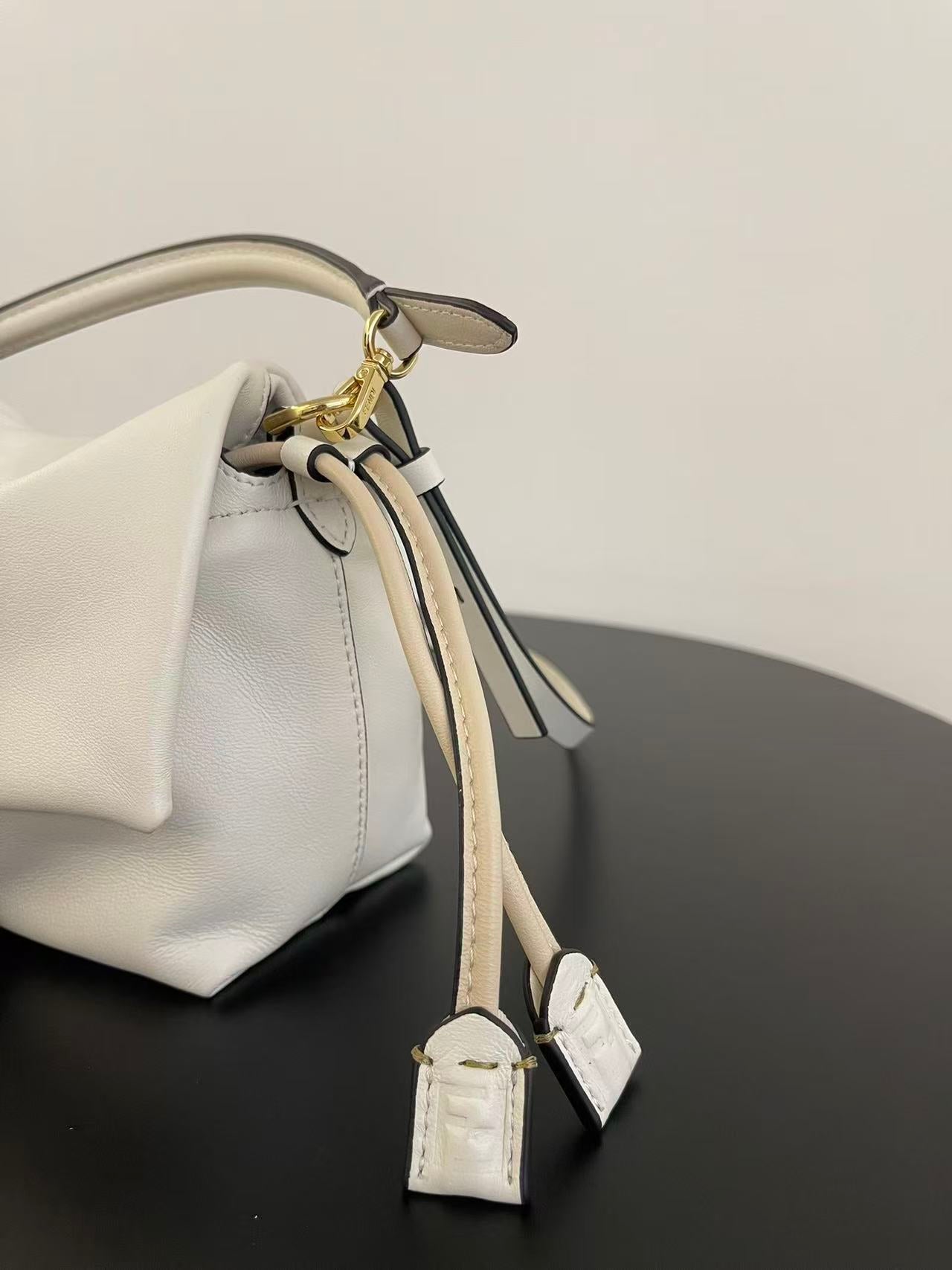 FENDI 26S SMALL MAMMA BAGUETTE BAG 16 IN CREAM WHITE LAMBSKIN