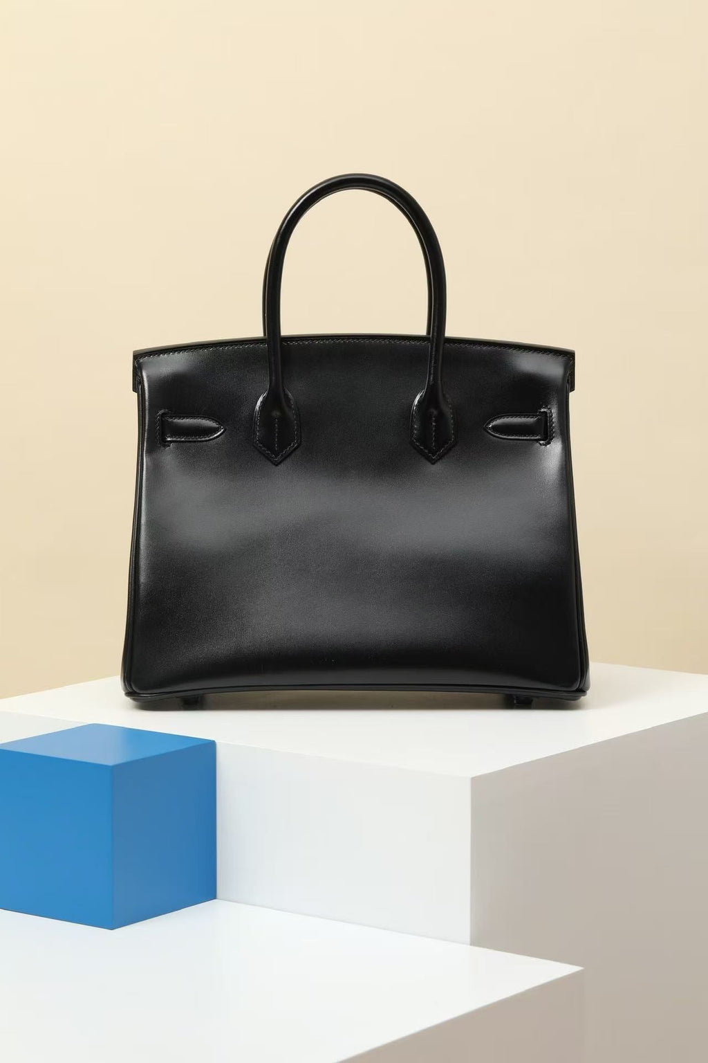 HM 26S BIRKIN BAG 30 IN BLACK CALFSKIN SILVER BUCKLE
