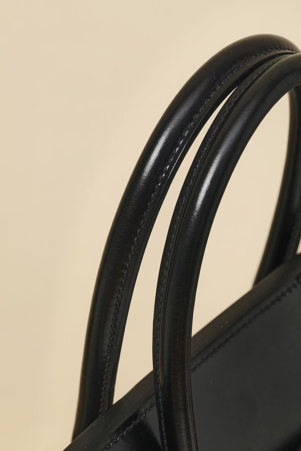 HM 26S BIRKIN BAG 30 IN BLACK CALFSKIN SILVER BUCKLE