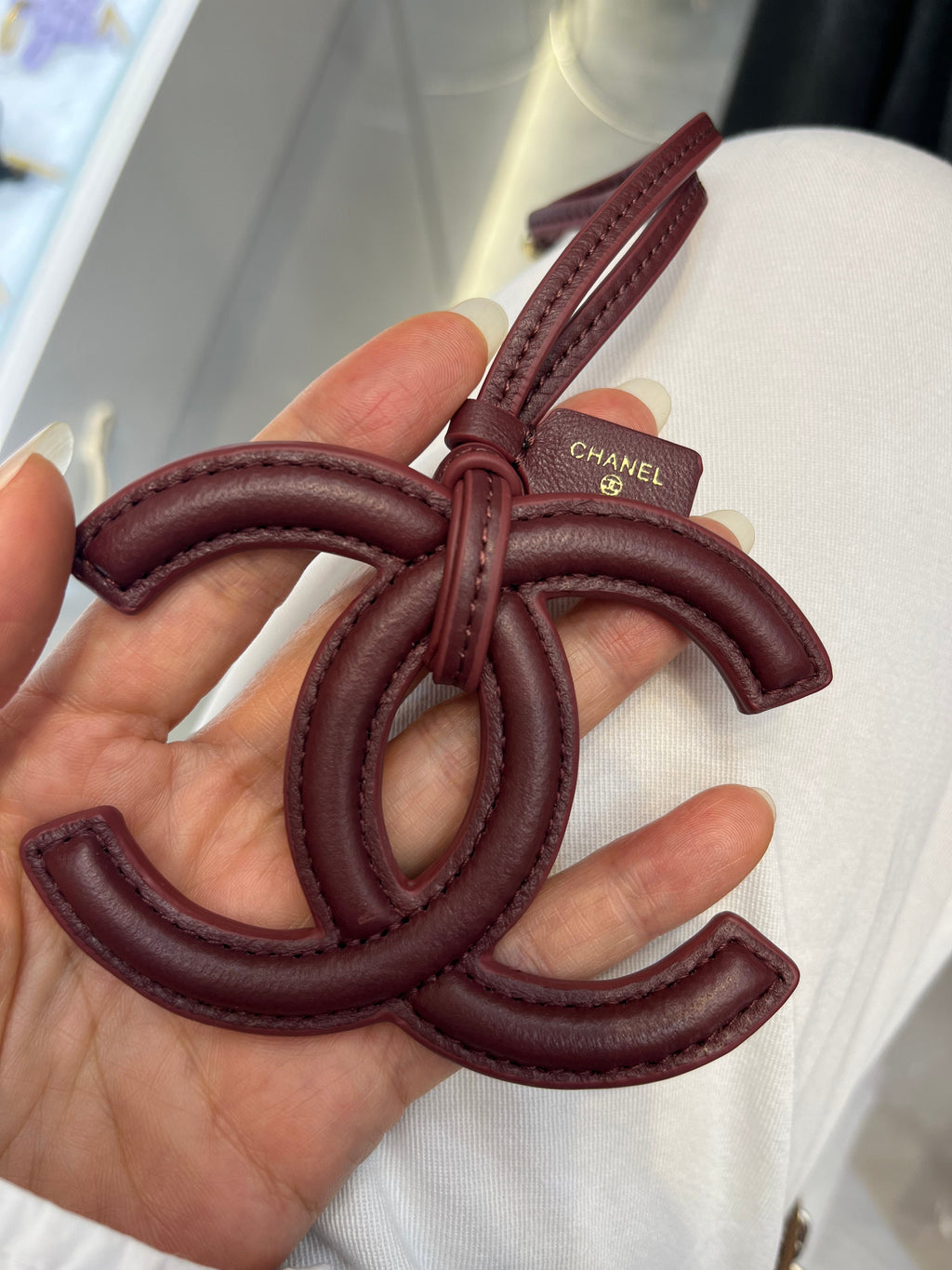 CHANEL 26S BAG CHARM IN DARK BURGUNDY LAMBSKIN
