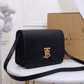 BURBERRY MEDIUM FLAP BAG IN BLACK SMOOTH CALFSKIN