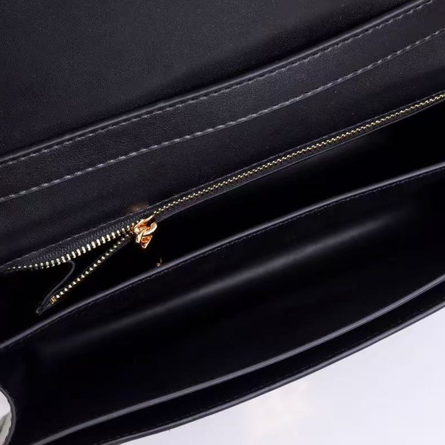 BURBERRY MEDIUM FLAP BAG IN BLACK SMOOTH CALFSKIN