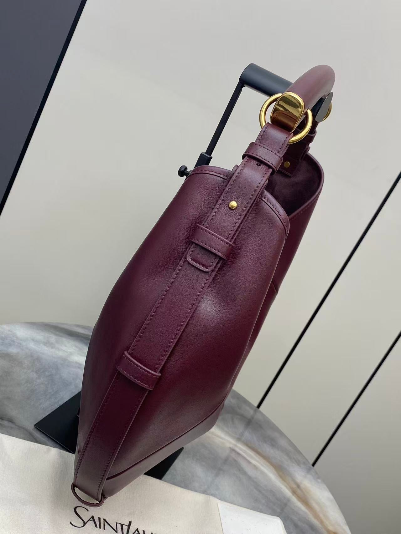 YSL 26S MOMBASA HOBO BAG MEDIUM IN BURGUNDY CALFSKIN