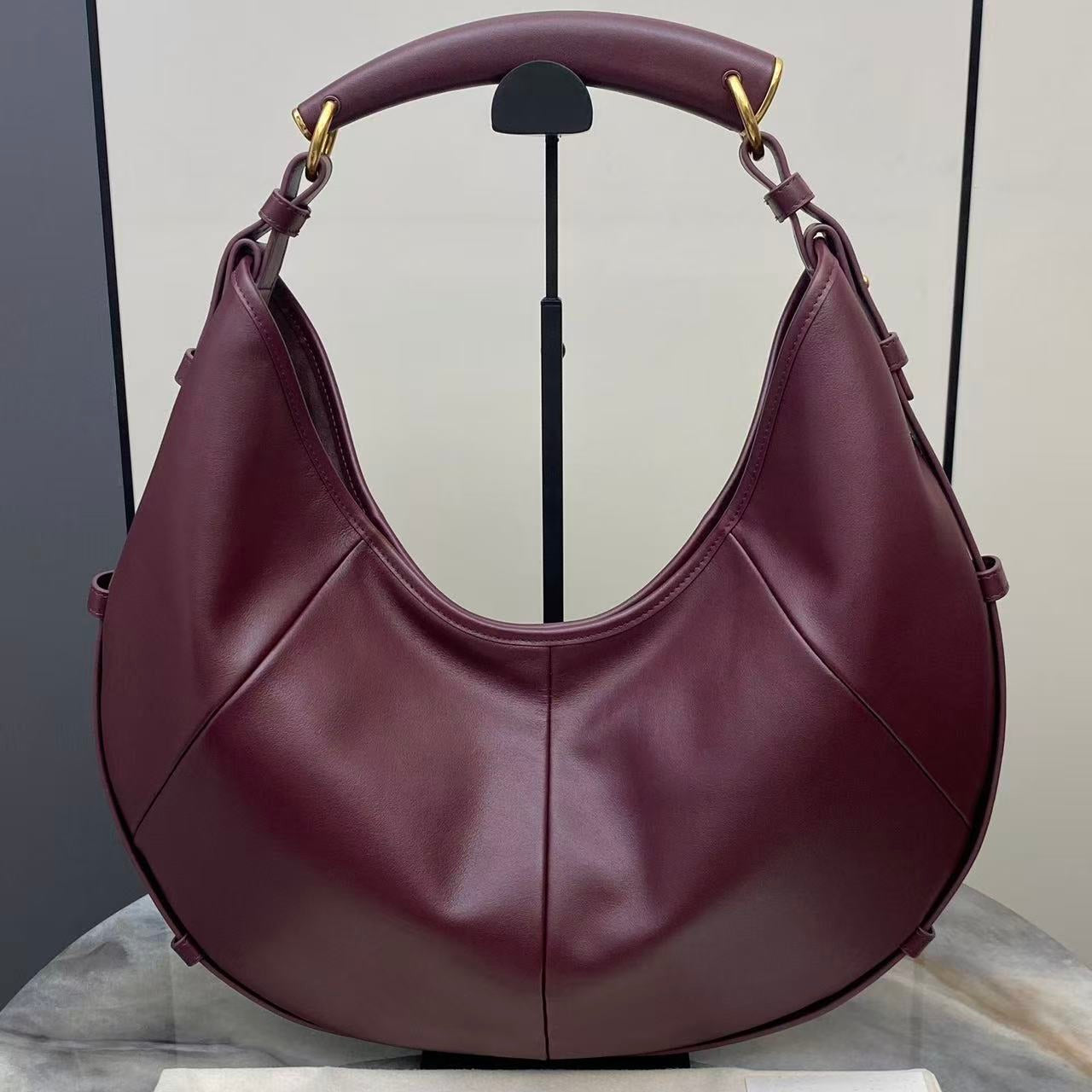 YSL 26S MOMBASA HOBO BAG MEDIUM IN BURGUNDY CALFSKIN