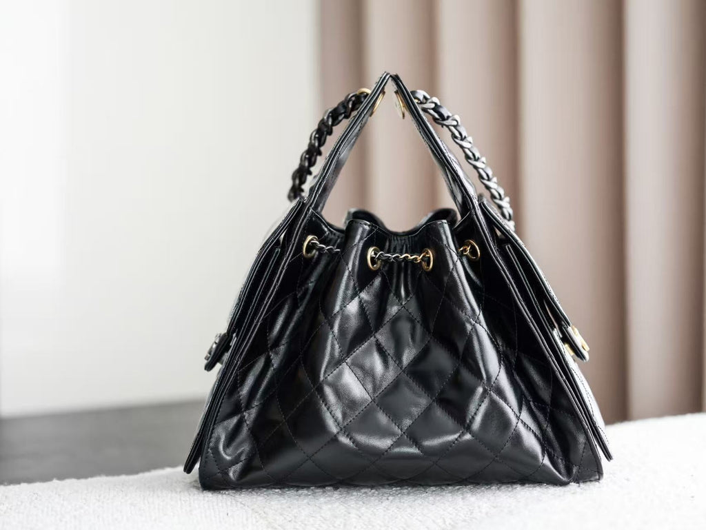 CHANEL 26S HOBO BAG 30 IN BLACK CALFSKIN GOLD HARDWARE 22526