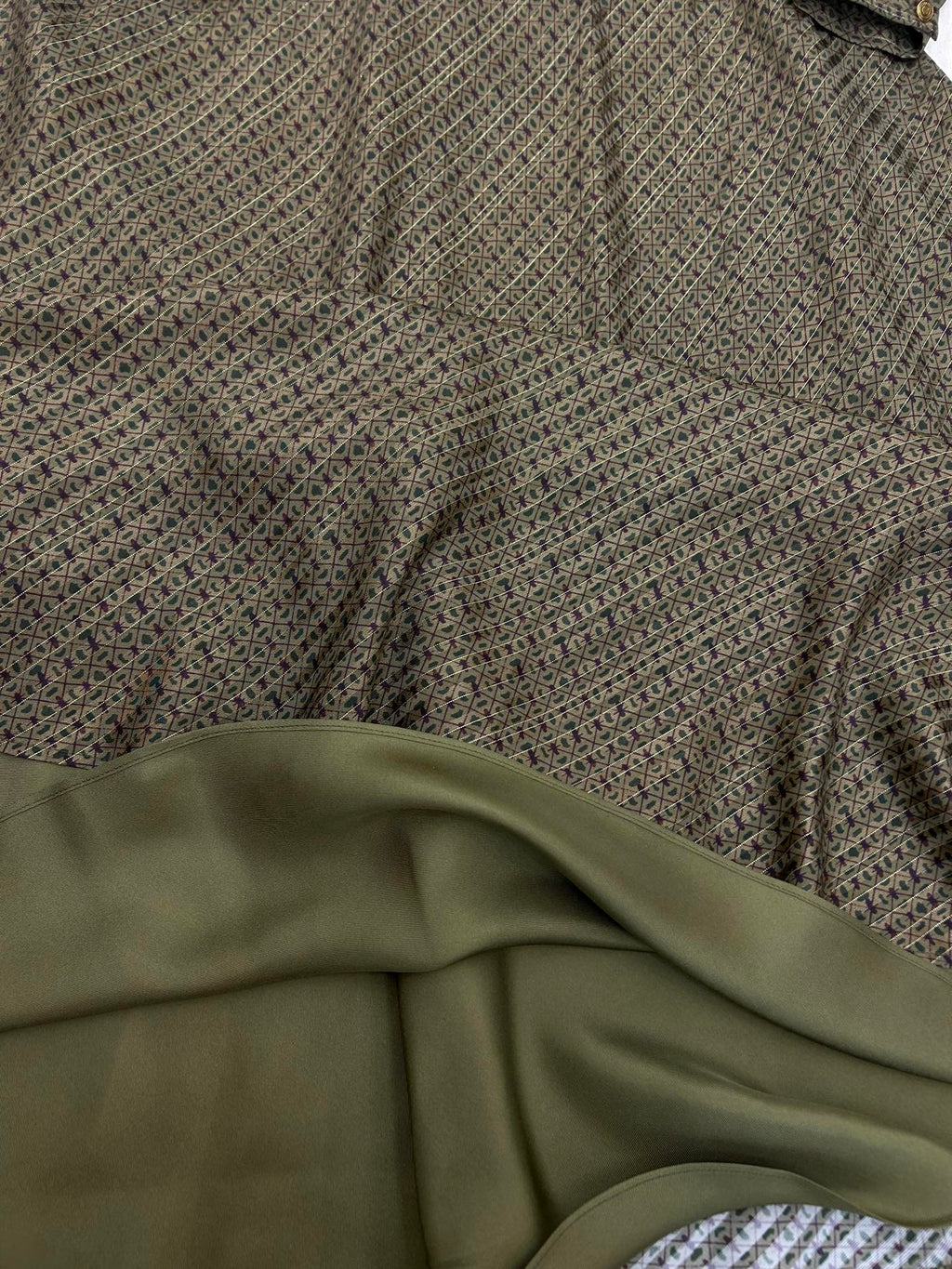 ZIMMERMANN 26S BELTED MAXI DRESS IN OLIVE GEO PRINT SILK