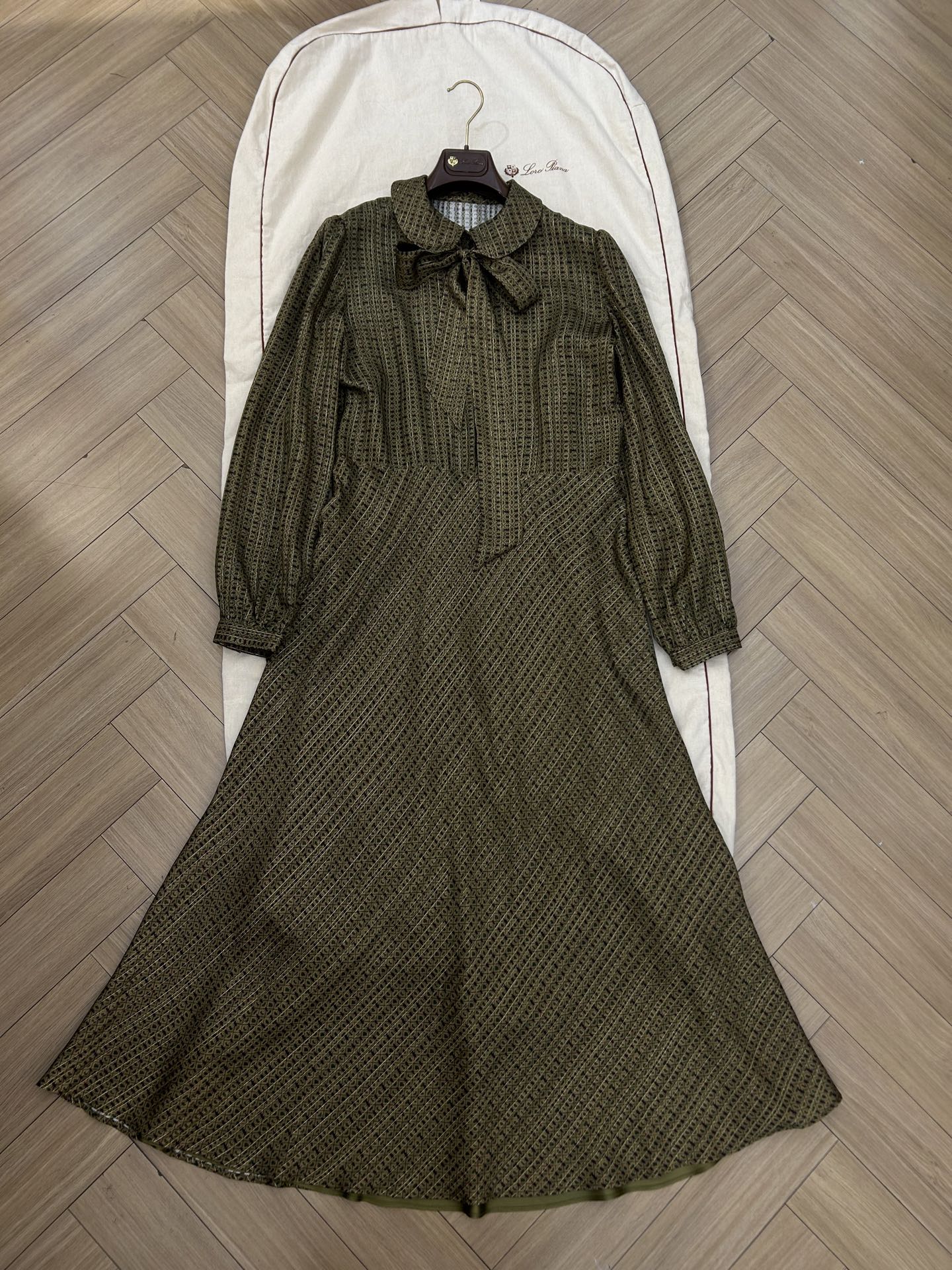 ZIMMERMANN 26S BELTED MAXI DRESS IN OLIVE GEO PRINT SILK