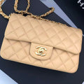 CHANEL 25S FLAP BAG 20 CM IN BEIGE LAMBSKIN GOLD HARDWARE 23526