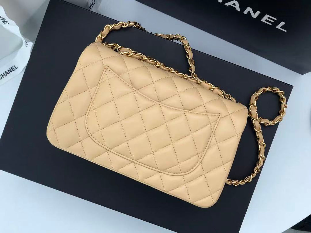 CHANEL 25S FLAP BAG 20 CM IN BEIGE LAMBSKIN GOLD HARDWARE 23526