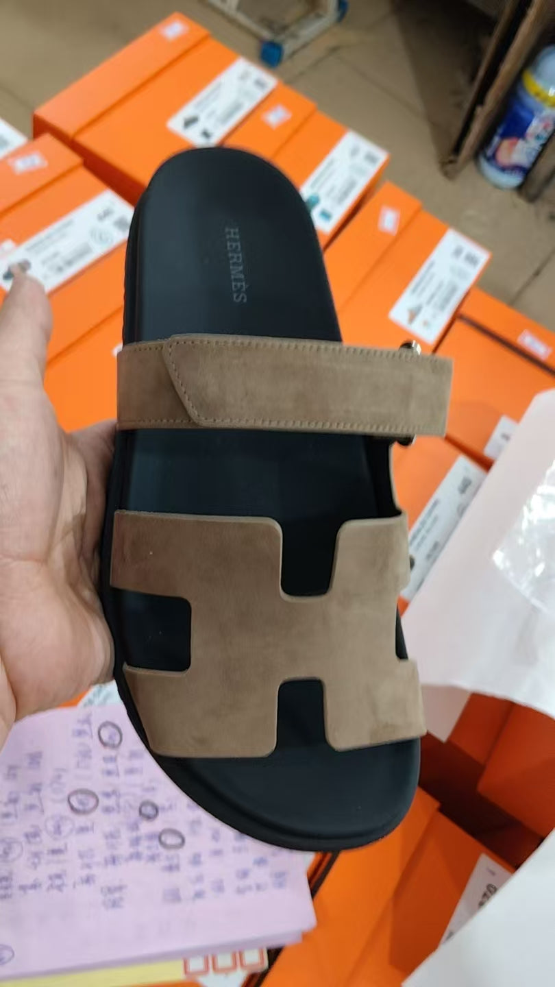 HERMES 26S CHYPRE SANDAL IN BROWN SUEDE 24526
