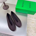 BOTTEGA VENETA 26S BALLET FLATS RED BROWN WOVEN LAMBSKIN
