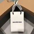 BALENCIAGA SHOPPING PHONE HOLDER 26S IN WHITE CAFLSKIN LEATHER