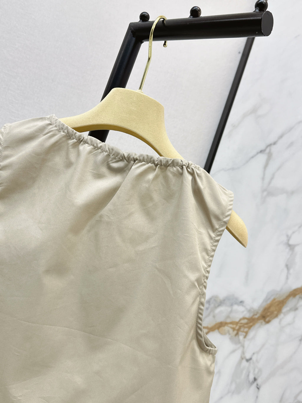 MIU MIU 26S CROP TOP PANAMA IN BEIGE COTTON  POPLIN