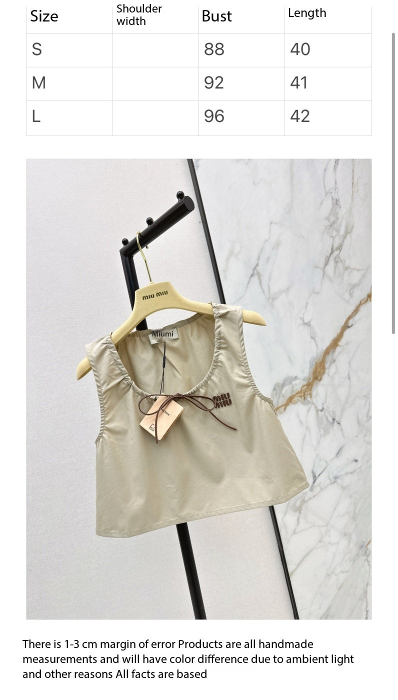 MIU MIU 26S CROP TOP PANAMA IN BEIGE COTTON  POPLIN