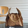 CHANEL 25S HOBO BAG 22 IN METALLIC GOLD ROSE CAVIAR GOLD HARDWARE