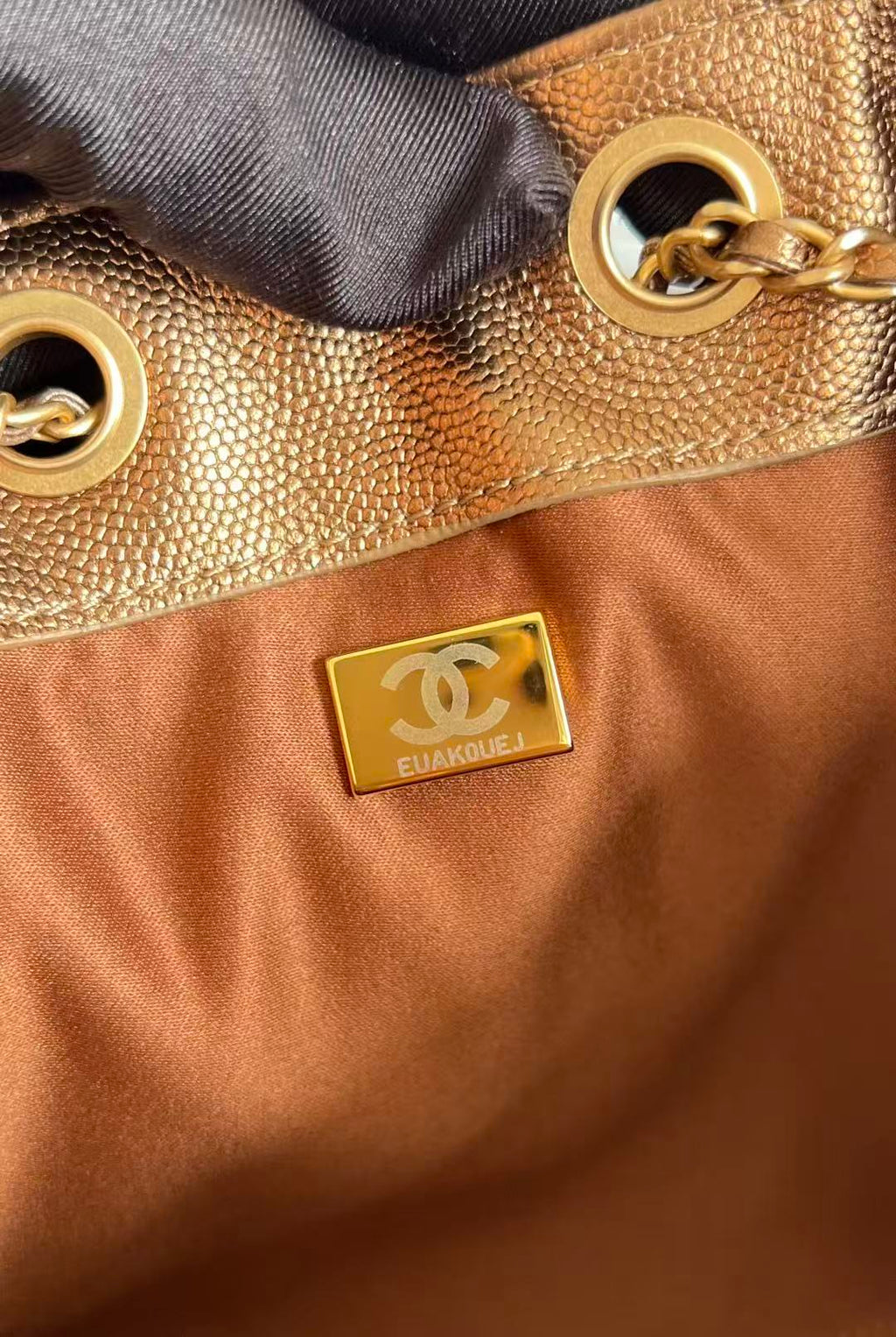 CHANEL 25S HOBO BAG 22 IN METALLIC GOLD ROSE CAVIAR GOLD HARDWARE