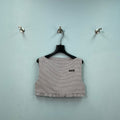 MIU MIU 26S CROPPED TANK TOP IN BEIGE GINGHAM COTTON