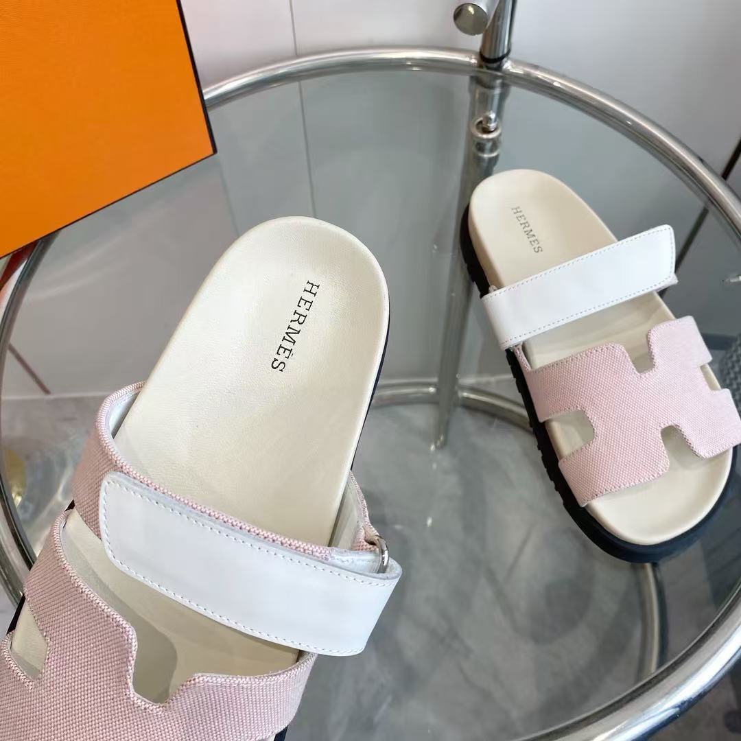 CHYPRE CANVAS SANDAL WHITE PINK LEATHER 50626