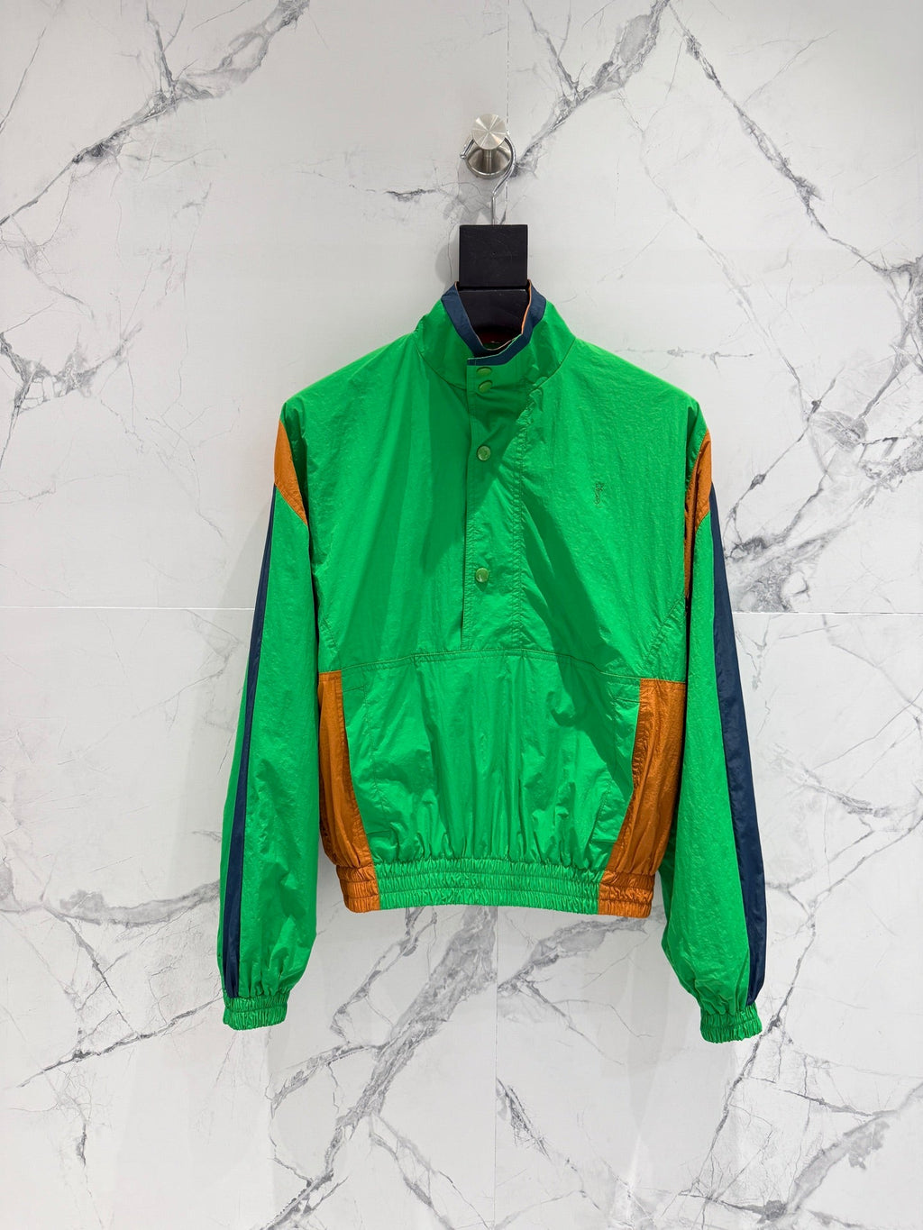 YSL 26S COLOR BLOCK WINDBREAKER IN GREEN TECH NYLON