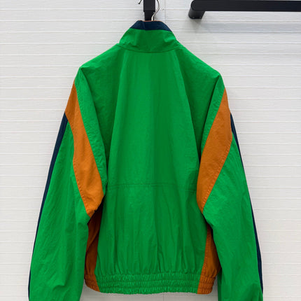 YSL 26S COLOR BLOCK WINDBREAKER IN GREEN TECH NYLON
