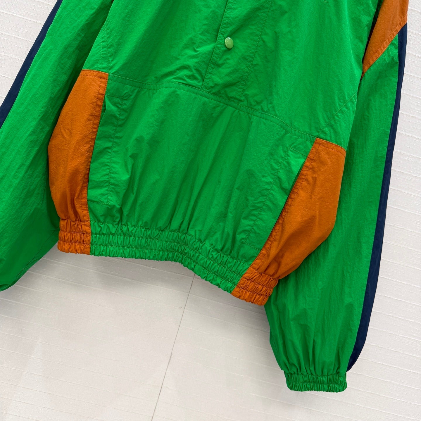YSL 26S COLOR BLOCK WINDBREAKER IN GREEN TECH NYLON