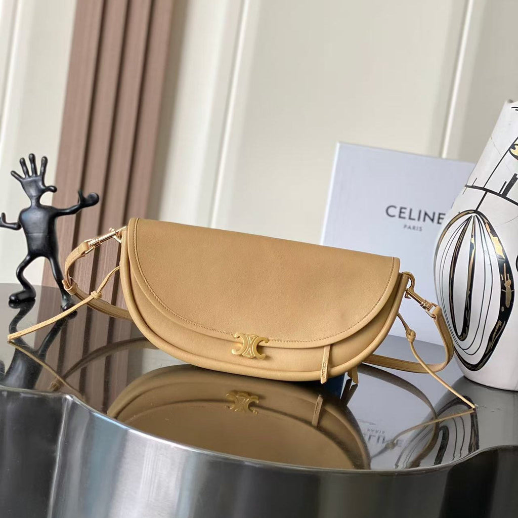 CELINE 26S LITTLE HALFMOON SOFT 25 IN BEIGE LAMBSKIN 8626