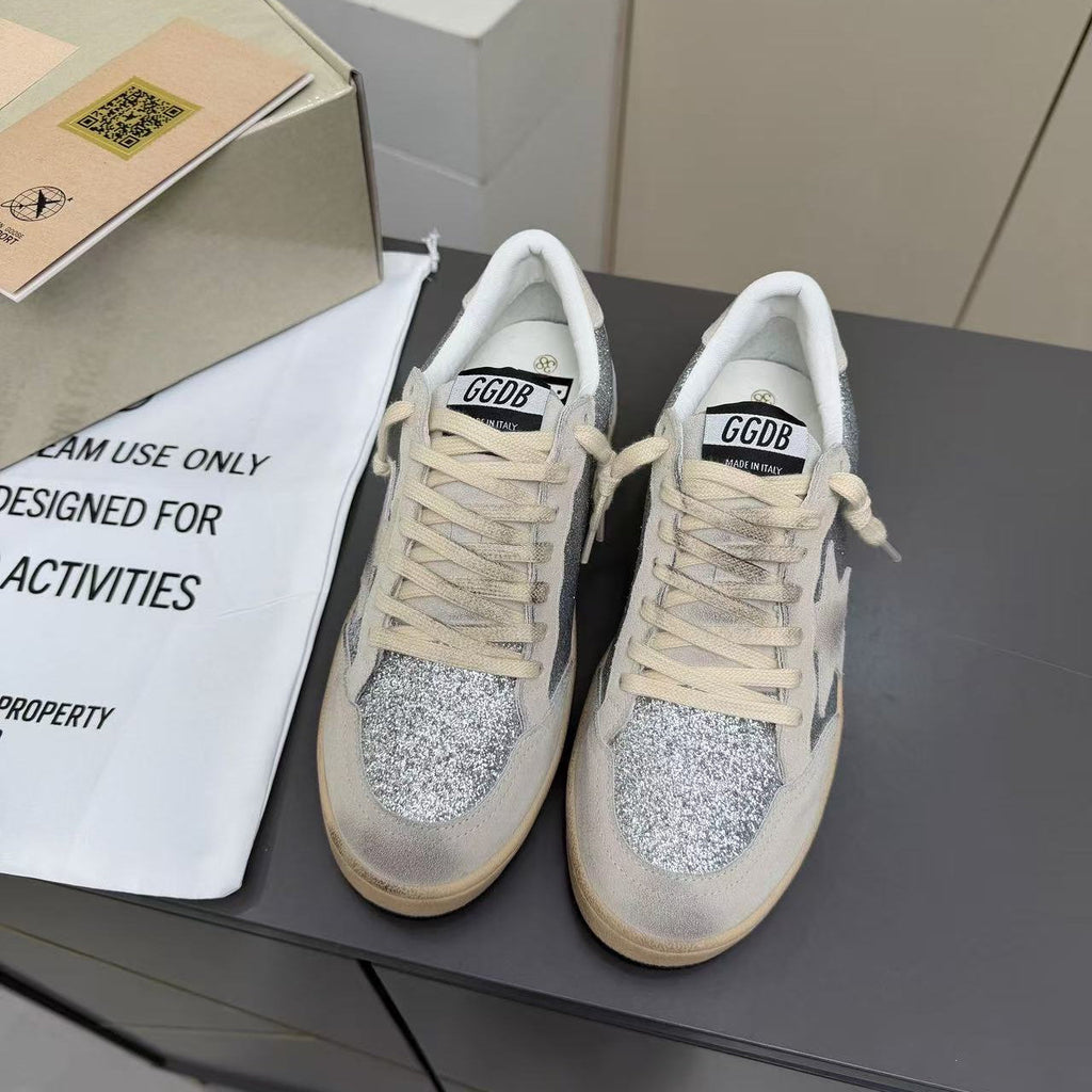 GOLDEN GOOSE 2026 SUPERSTAR GLITTER STAR SNEAKER IN SILVER