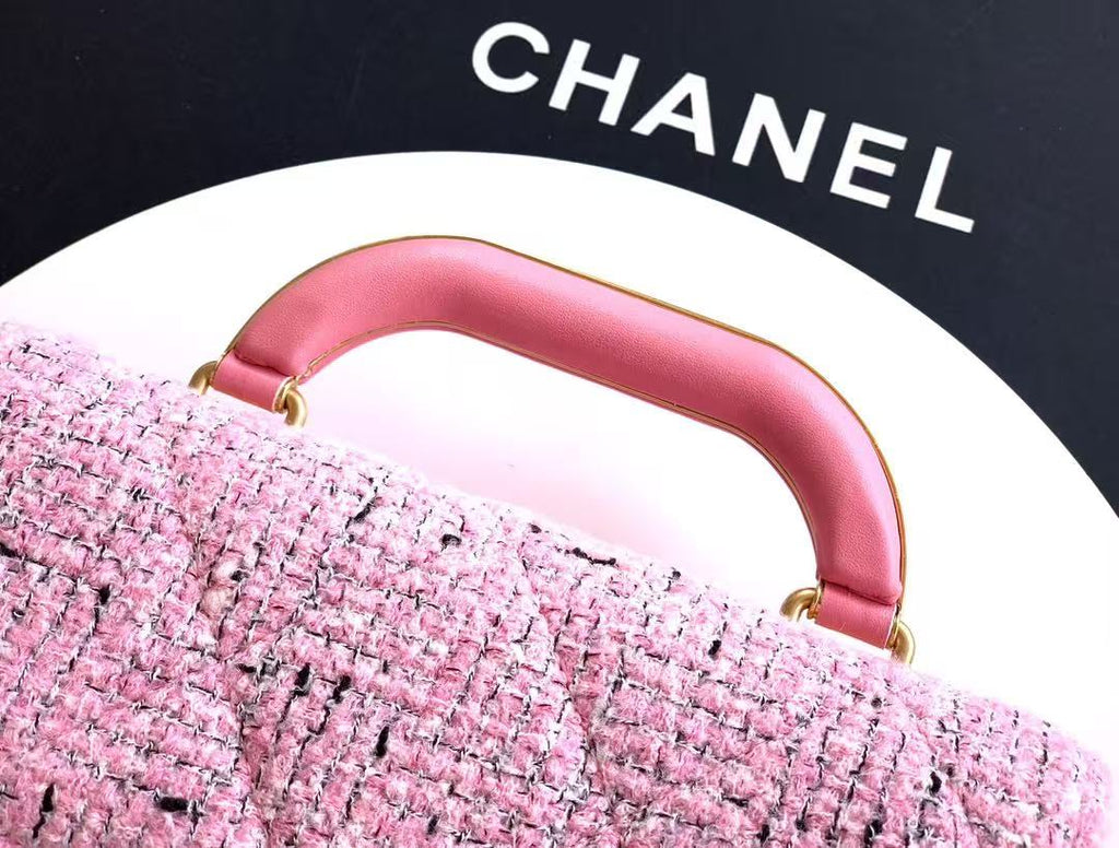 CHANEL 26S MINI COCO TOP HANDLE BAG IN BLUSH PINK TWEED