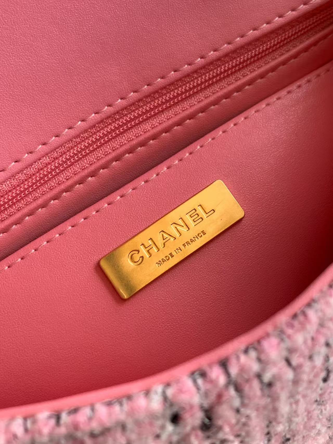 CHANEL 26S MINI COCO TOP HANDLE BAG IN BLUSH PINK TWEED