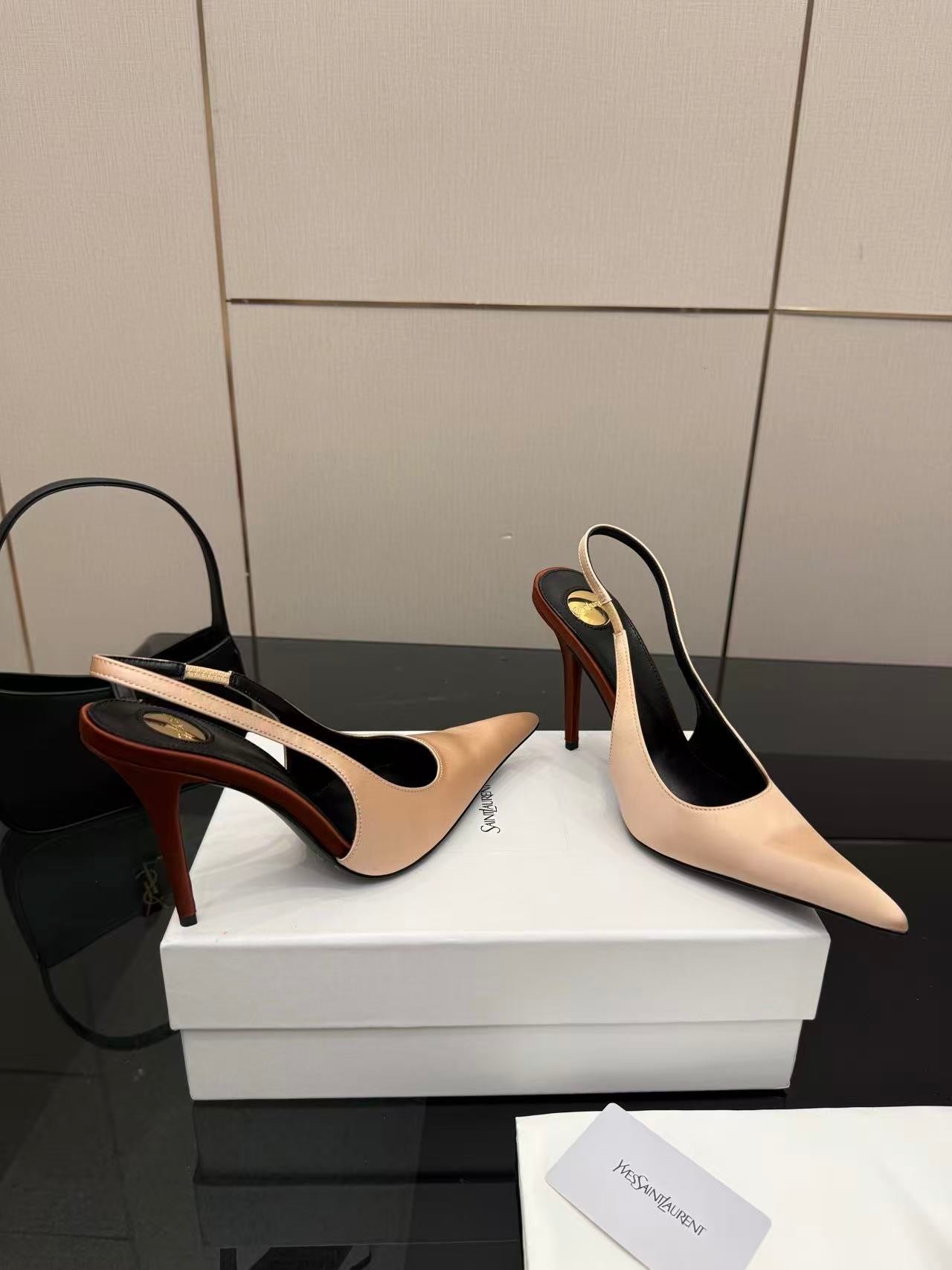 YSL DEROCHE 110 CREPE SATIN SLINGBACK PUMPS